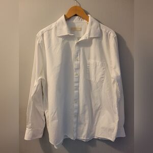 Michael Kors Men White Button Dowm 17 Inch Neck, 34/35 Slim Fit shirt